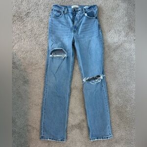Abercrombie & Fitch Light Blue Distressed Straight Leg Jeans